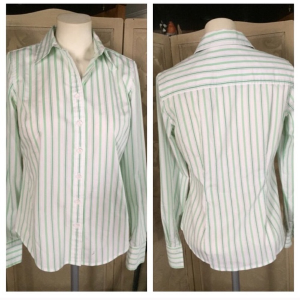 IZOD White & Green Striped Shirt - Picture 3 of 5